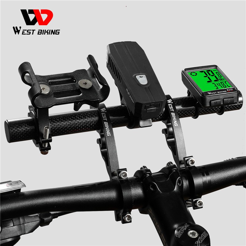 Ống nối dài tay lái xe đạp WEST BIKING gắn GPS bằng hợp kim carbon 25CM 18-35mm
