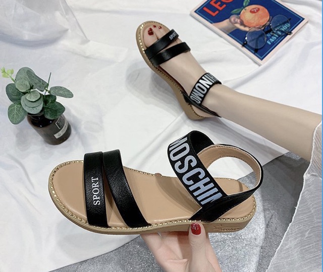 Sandal nữ quai ngang ⭐FREESHIP⭐ sandal da đế đúc moschi