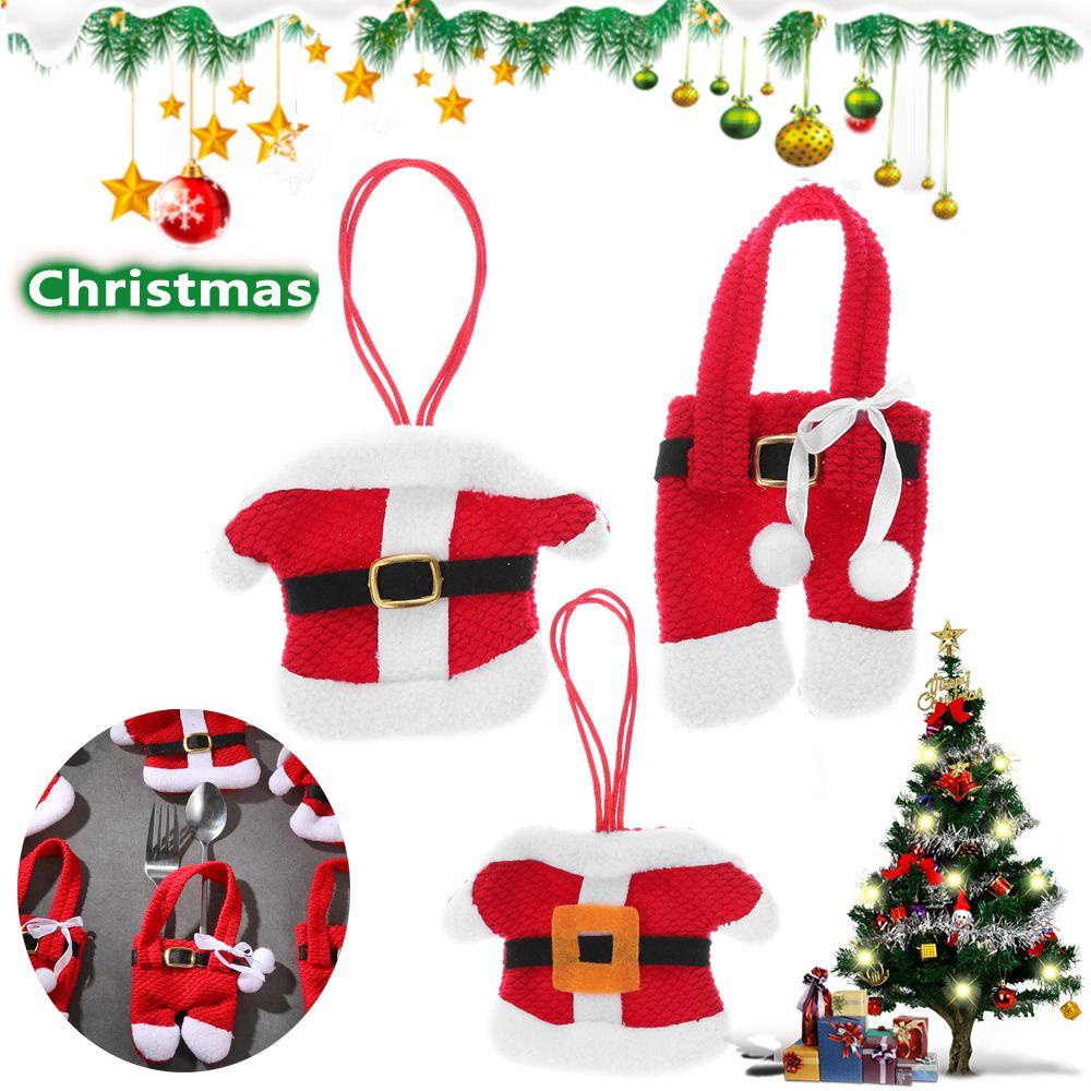 .N 2 / 4 / 6 Chiếc|Túi Đựng Muỗng Nĩa Hình Ông Già Noel