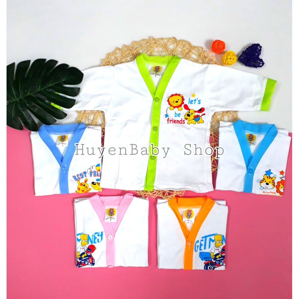 Bộ 10 Áo sơ sinh tay dài màu trắng Hello Baby cho bé từ 3-11kg