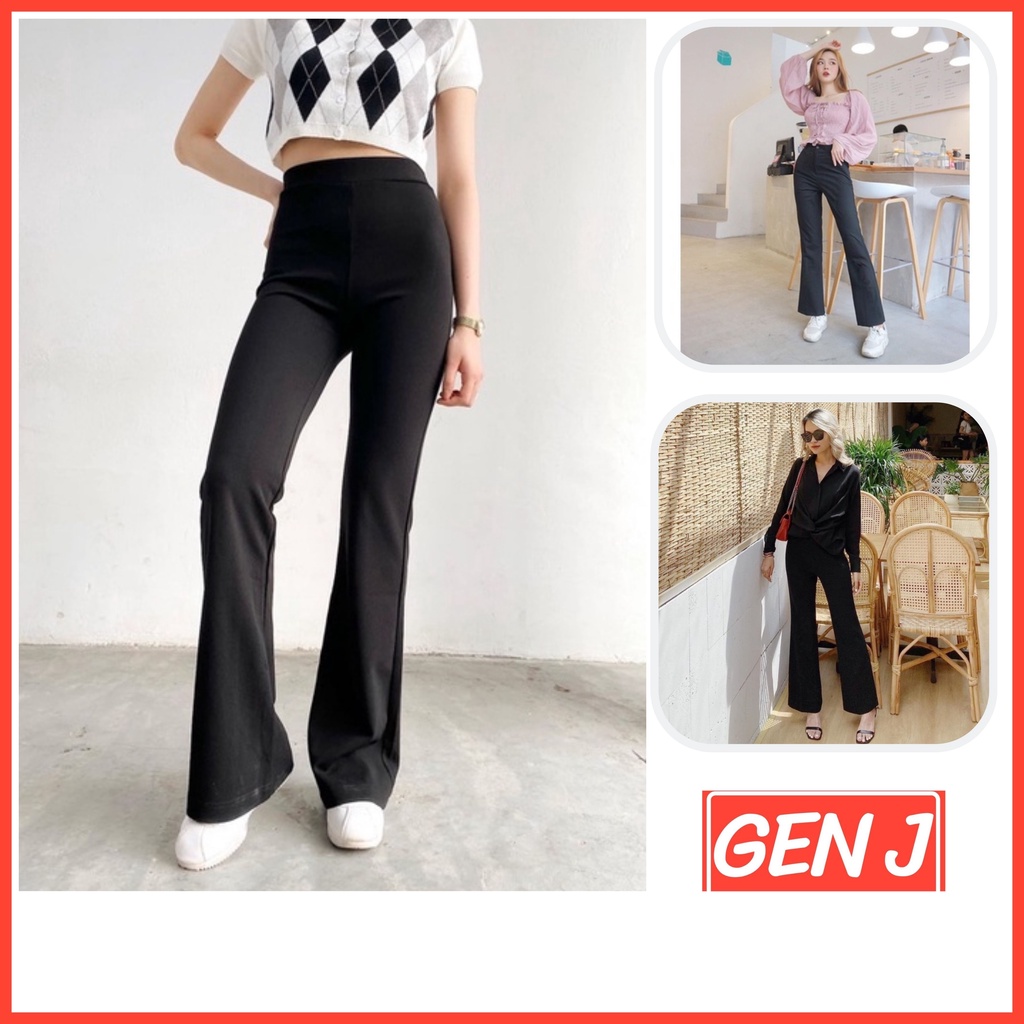 Quần Ống Loe Dáng dài cạp cao phong cách ulzzang Hàn Quốc cá tính