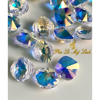 5 viên pha lê Swarovski hình vuông có lỗ xỏ hai bên