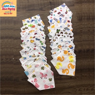 Yếm quàng cổ  cotton tam giác 2 lớp cài cúc bấm cho bé trai, bé gái