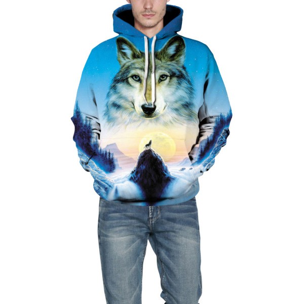 Áo hoodie dài tay in hình sói 3D thời trang dành cho cả nam và nữ