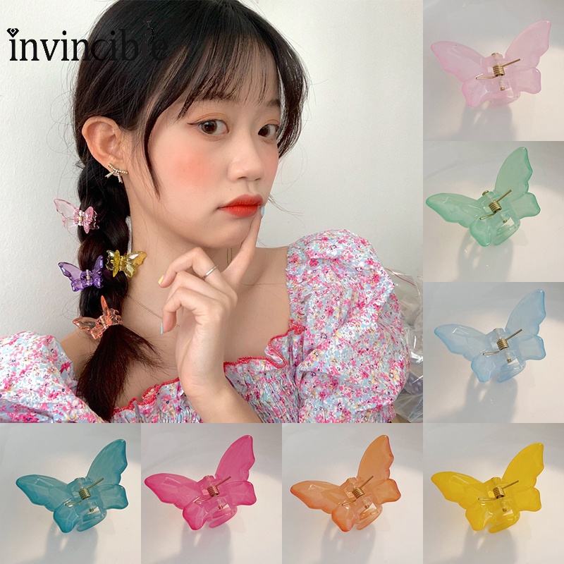 Kẹp Tóc Hình Bướm Trong Suốt Bằng Acrylic Màu Kẹo Xinh Xắn Cho Bé Gái