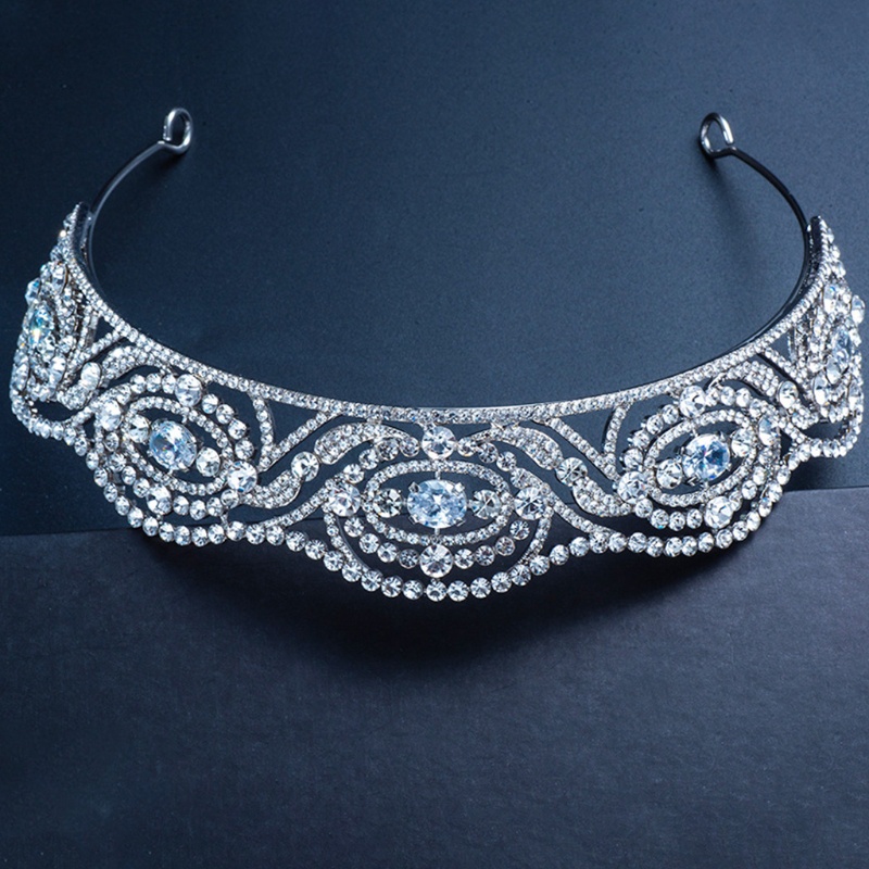 Băng Đô Cài Tóc Hình Vương Miện Bằng Kim Loại Đính Đá Pha Lê CZ Đẹp Mắt