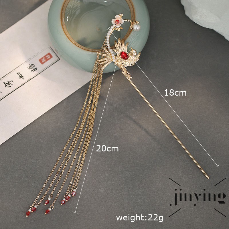 GETNOIVAS Trâm cài tóc kiểu tua rua phong cách cổ trang Trung Hoa cho nữ
