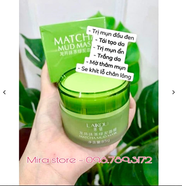 HŨ MẶT NẠ BÙN TRÀ XANH GIẢM MỤN DƯỠNG TRẮNG MATCHA LAIKOU