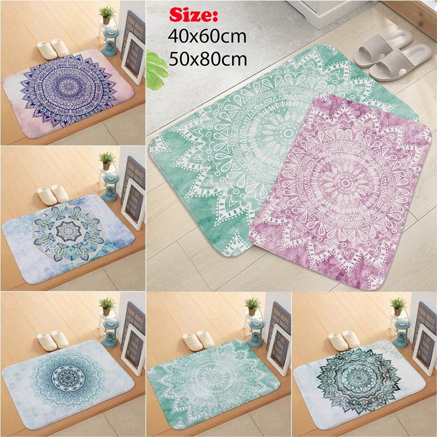 thảm lót cửa chùi chân Chống Trượt In Họa Tiết Mandala Ấn Độ 3d 40x60 50x80cm