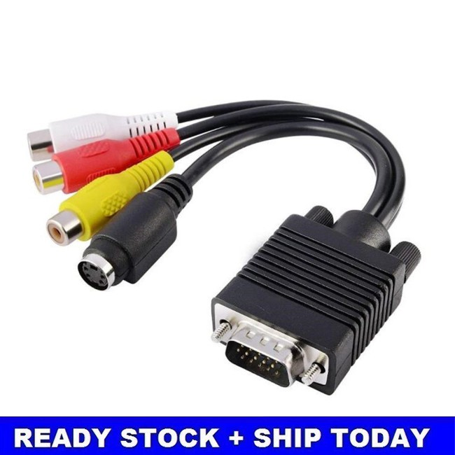 [IFY] VGA to S-Video Terminal Adapter Cable AV Converter Audio Video Adaptor Lotus head 3RCA