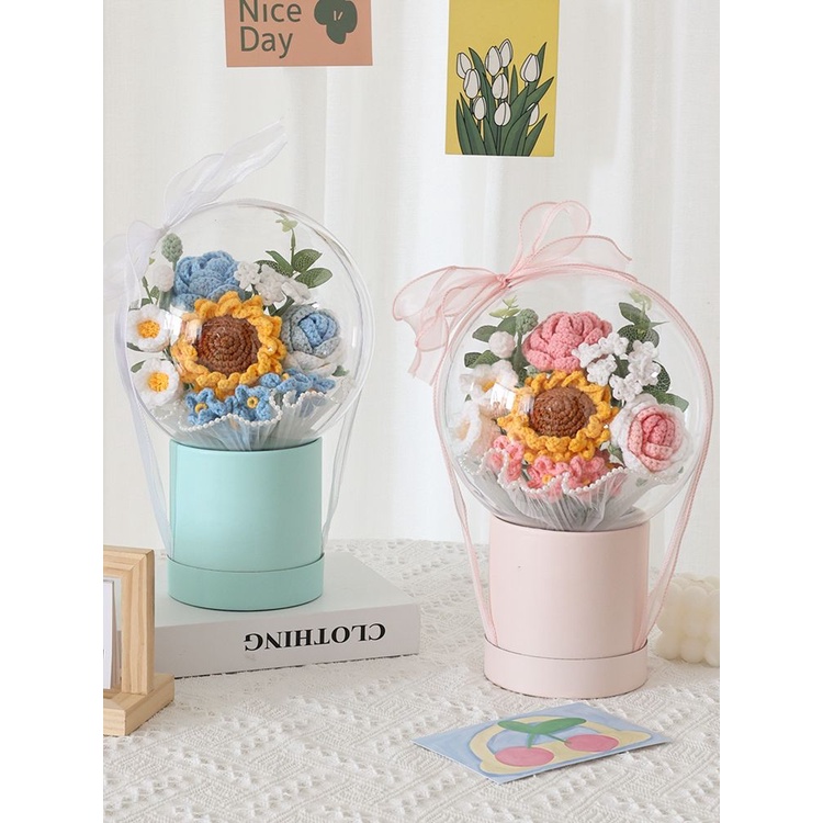 [diy] Bó Hoa Hồng Đan Tay Và Hoa Hướng Dương Dệt Kim Thủ Công Làm Quà Tặng Ngày Nhà Giáo#hoa len móc#đan len handmade#hoa len