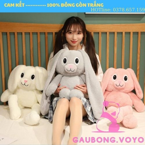 Thú Nhồi Bông Hình Thỏ Tai Dài, Gấu Bông Thỏ Rút Tai Đáng Yêu Ngộ Nghĩnh Size 80cm 1m GAUBONG.VOYO