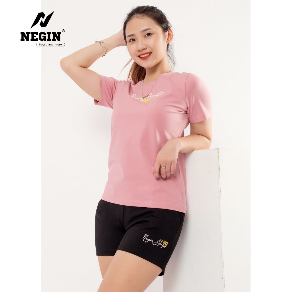 Áo Thun T-Shirt Nữ NEGIN Thiết Kế Cổ Tròn Ngắn Tay, Họa Tiết In Sắc Nét, Chất Cotton Thoáng Mát AN338W