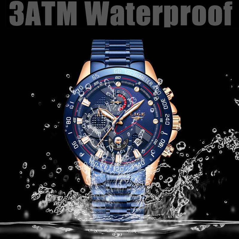 Đồng Hồ Quartz Lige Chống Thấm Nước Bằng Thép Không Gỉ Sang Trọng | BigBuy360 - bigbuy360.vn