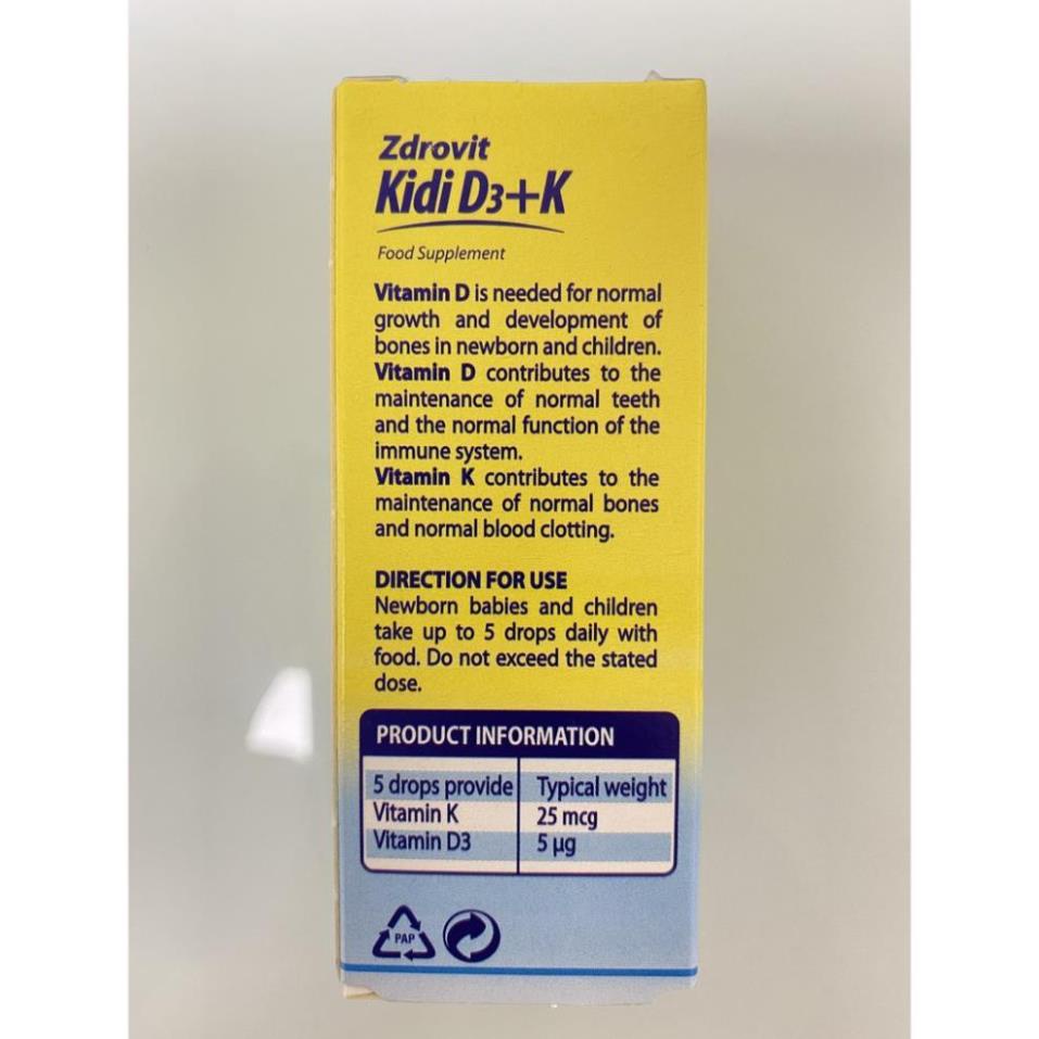 [GIÁ GỐC] [GIÁ GỐC] Kidi D3 K hỗ trợ điều trị còi xương cho bé lọ 30ml