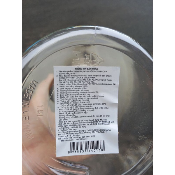 Bình Lock&Lock Easy Grip dung tích 1.5L HAP813