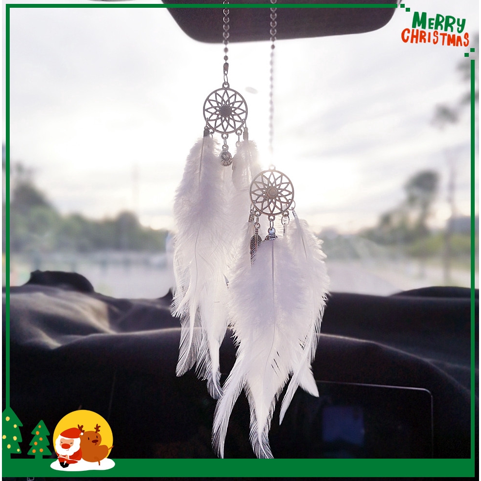 Dreamcatcher Đính Lông Vũ Sáng Tạo Treo Gương Chiếu Hậu Xe Hơi