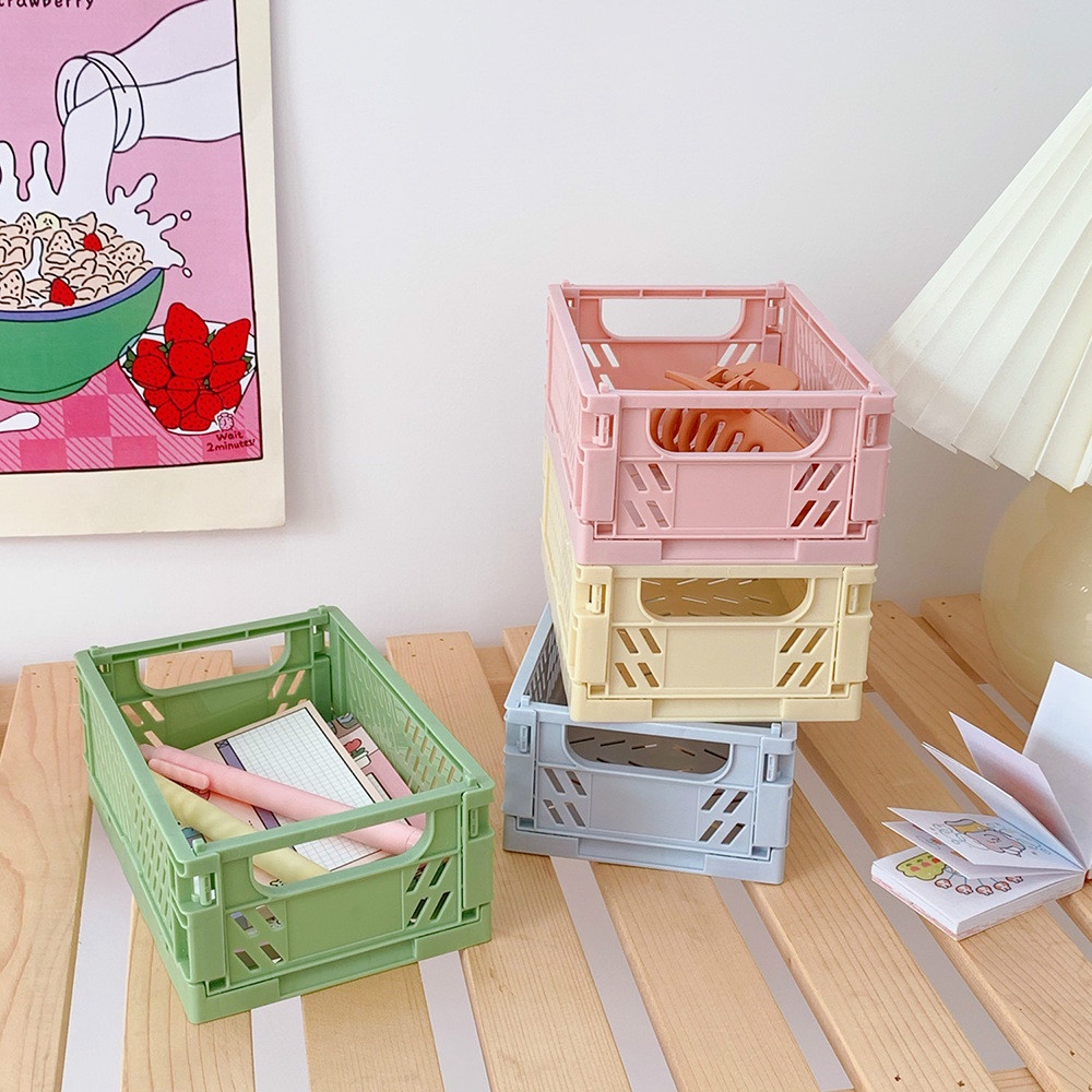 Rổ Đựng Đồ Dùng Văn Phòng Để Bàn Thiết Kế Gấp Gọn Tiện Dụng