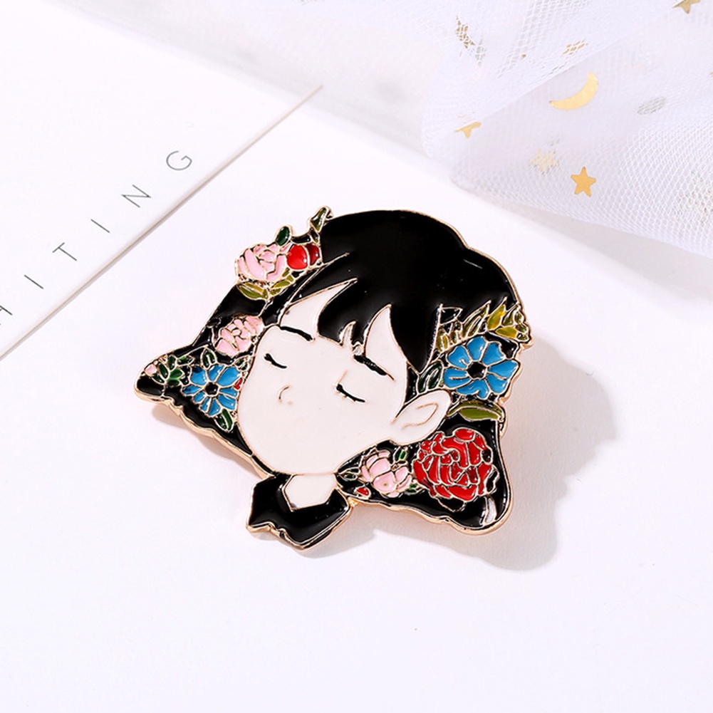 YOML✔Cartoon Girl Portrait Enamel Brooch Pin Jeans Coat Shawl Jewelry Decoration