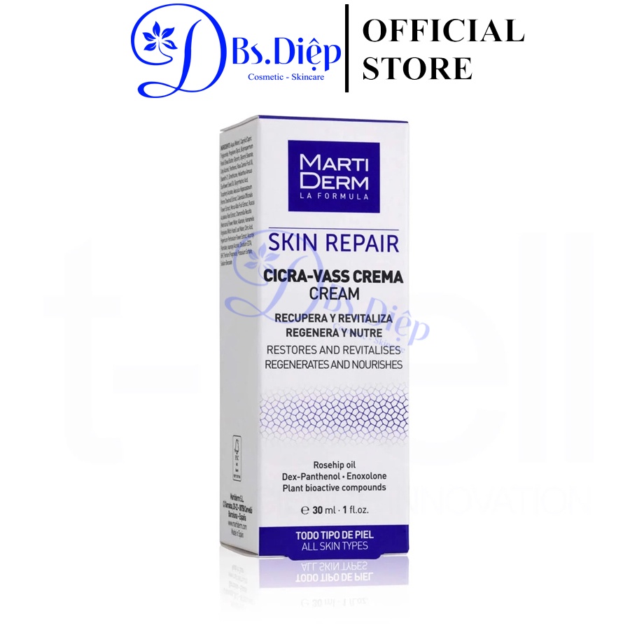 Kem Dưỡng Tái Tạo & Phục Hồi Da Nhạy Cảm - MartiDerm Skin Repair Cicra Vass Cream 30ml