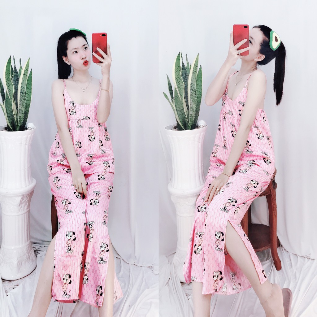 Đồ Bộ Nữ Mặc Nhà Lụa Gấm Pijama Quảng Châu Hai Dây Quyến Rũ | BigBuy360 - bigbuy360.vn
