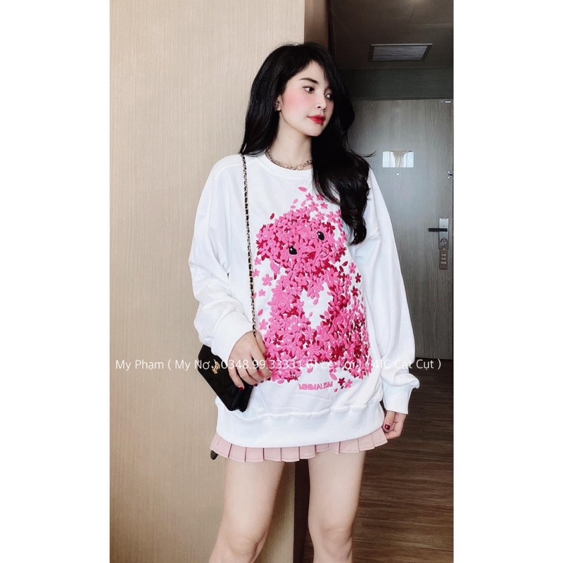 Sét áo gấu hoa + chân váy tennis hồng TTB