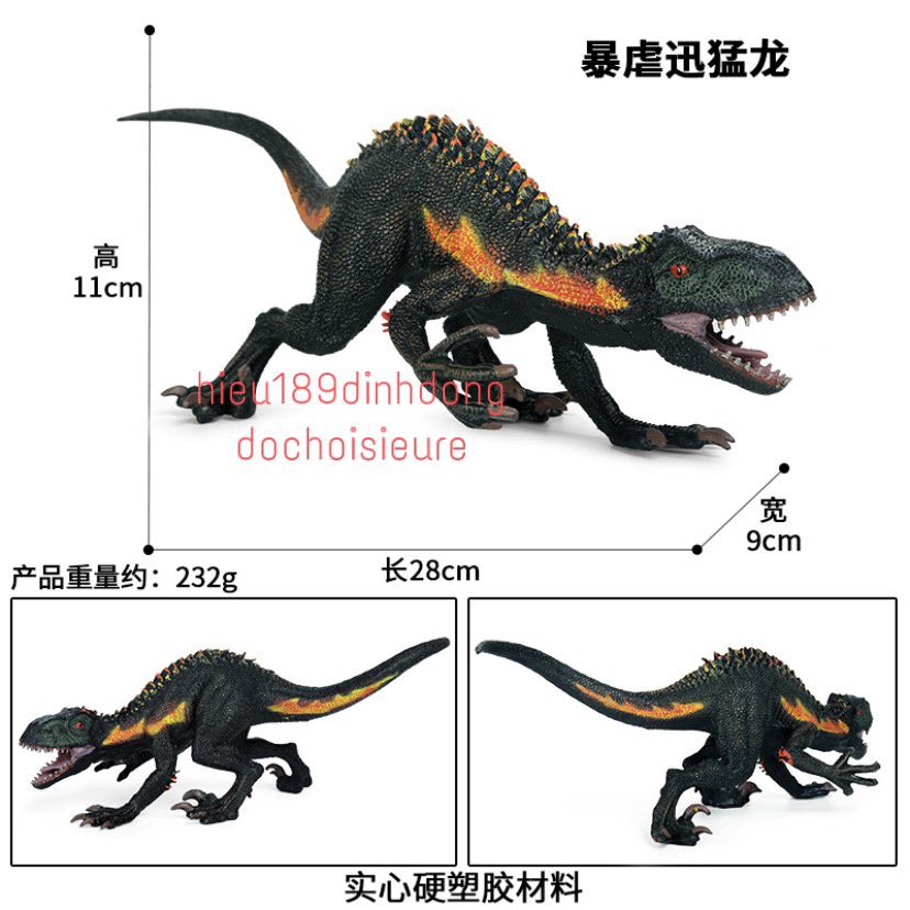 Mô hình khủng long Velociraptor đen cỡ lớn Nhựa đặc chắc tay