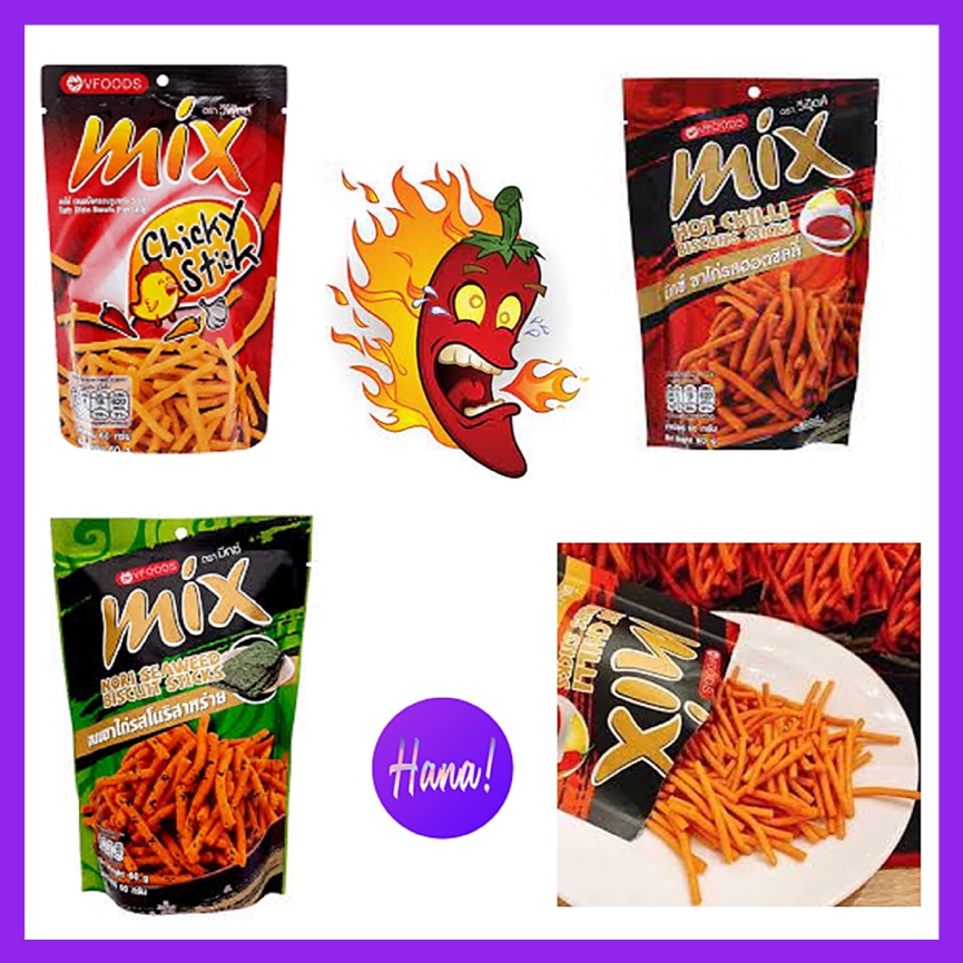 Bánh Que Thái Lan Mix Gói 60G nhiều vị Gà Cay, ớt cay, rong biển- bim bim snack que đỏ giòn cay ăn vặt