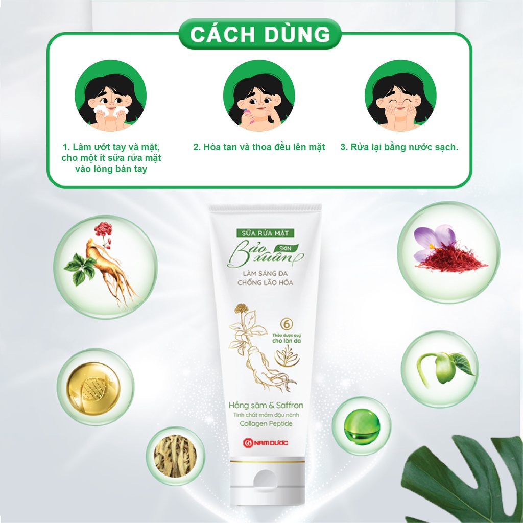 Sữa rửa mặt thảo dược Bảo Xuân Skin làm sáng da, ngừa lão hóa 100g SRM