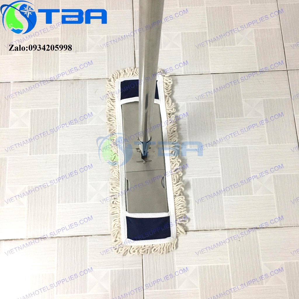 Cây lau bụi công nghiệp 45cm cán thẳng màu trắng nhập khẩu cao cấp sợi cotton siêu thấm hút