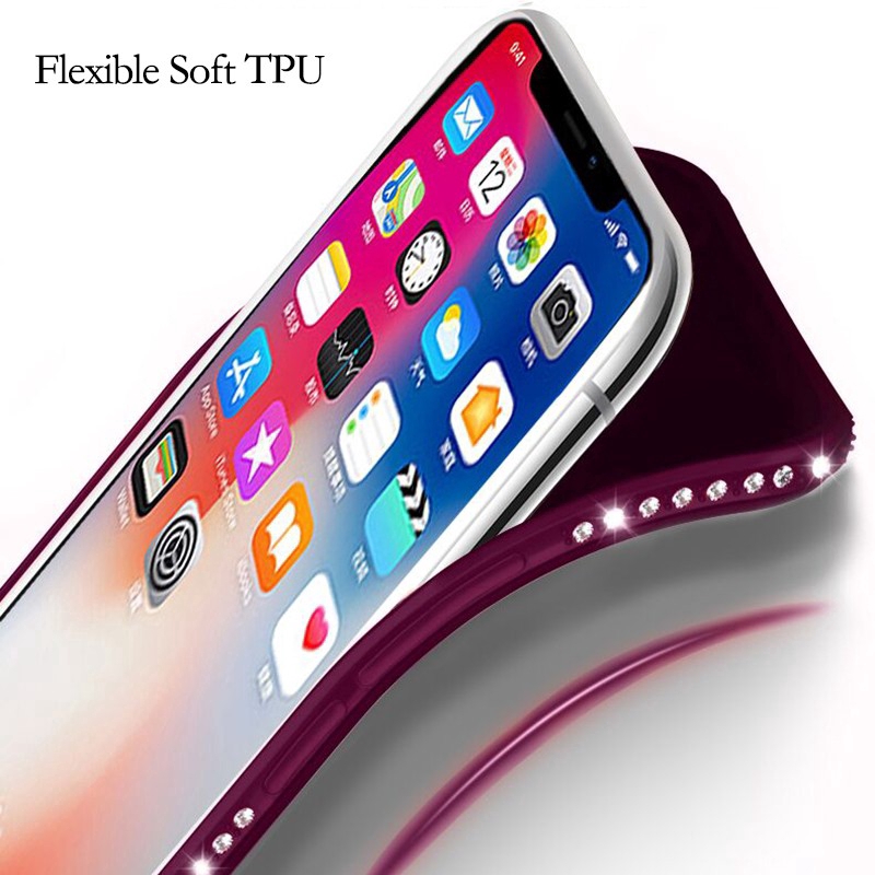 Ốp lưng TPU nhám siêu mỏng đính đá sang trọng cho iPhone 5 5S SE 6 6S 7 8 Plus X XS MAX XR