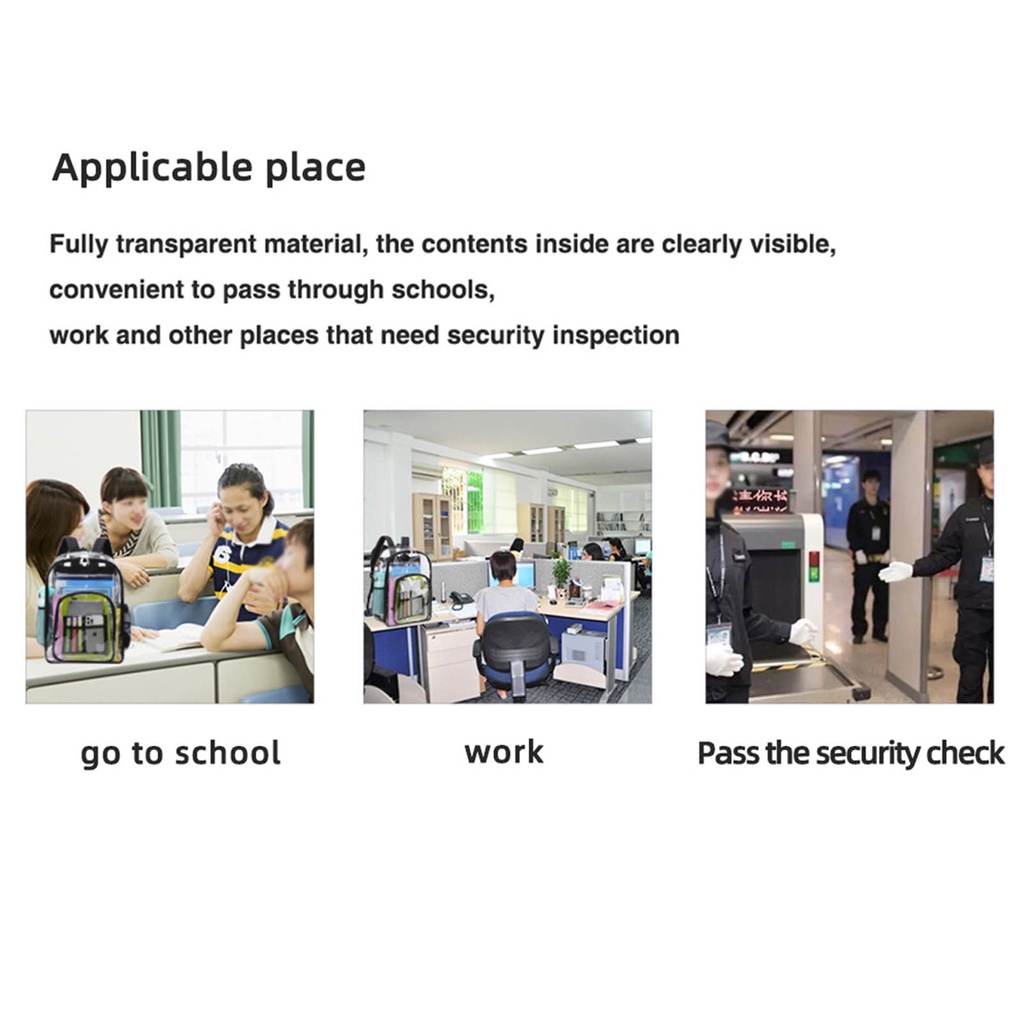 Balo Trong Suốt Bằng Nhựa PVC Chống Thấm Nước Màu Trơn Thời Trang