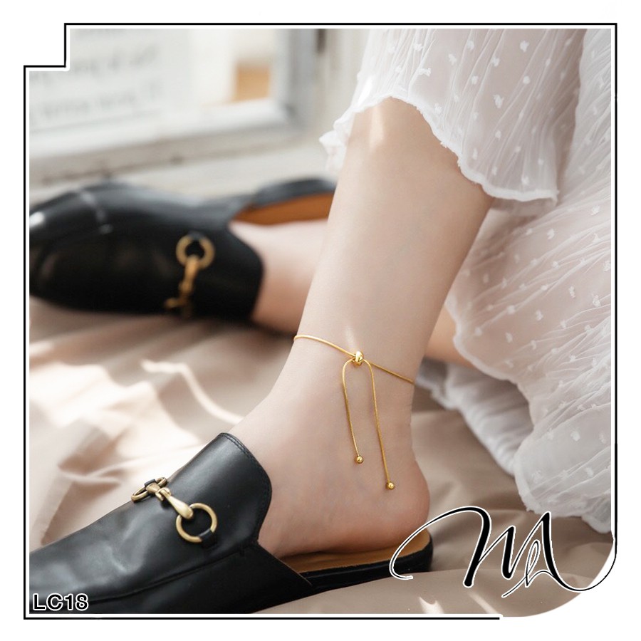Lắc chân nữ Titan dây mì mảnh trơn thắt nút xinh xắn - Măng’s House LC18