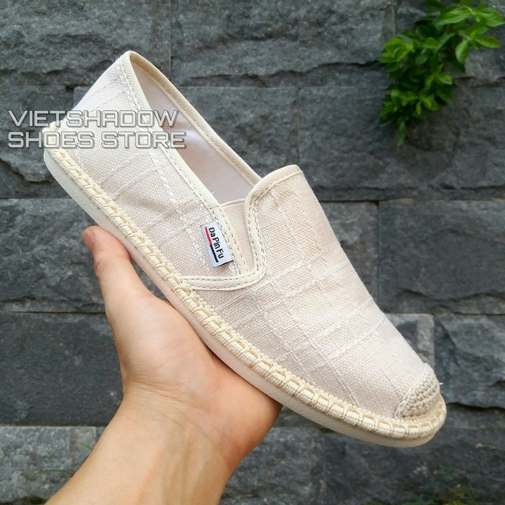 Slip on - Giày lười vải nam - Vải bố 3 màu màu đen, xám và trắng ngà - Mã SP 2917