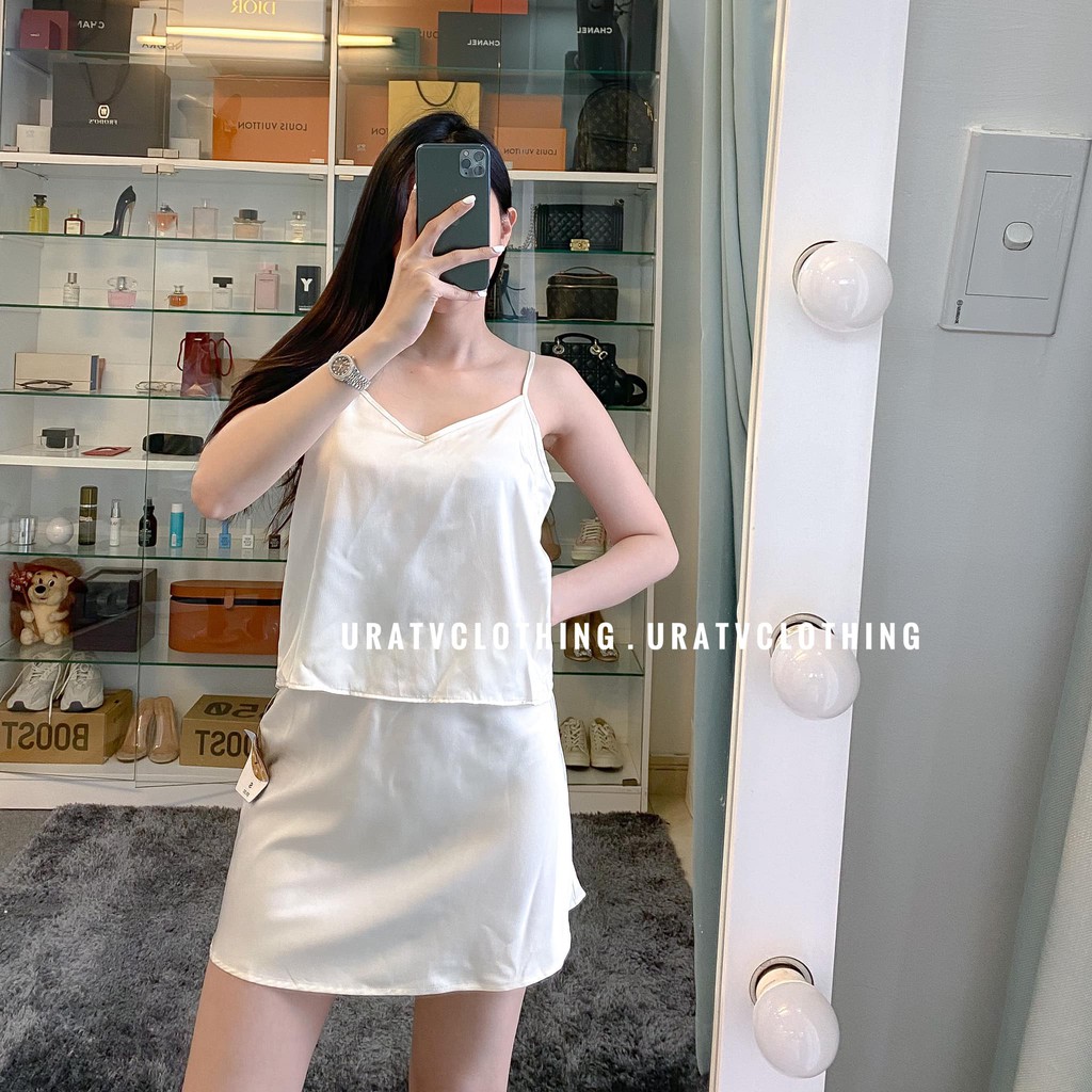 [FREESHIP - ẢNH CHÍNH CHỦ] Set lụa áo dây + chân váy F21