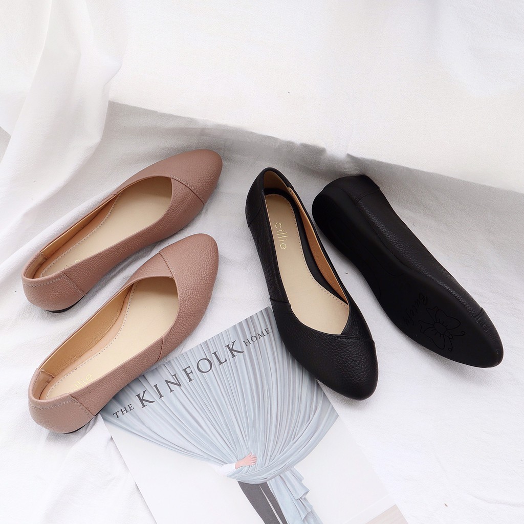 Giày búp bê đế bằng da thật 1122