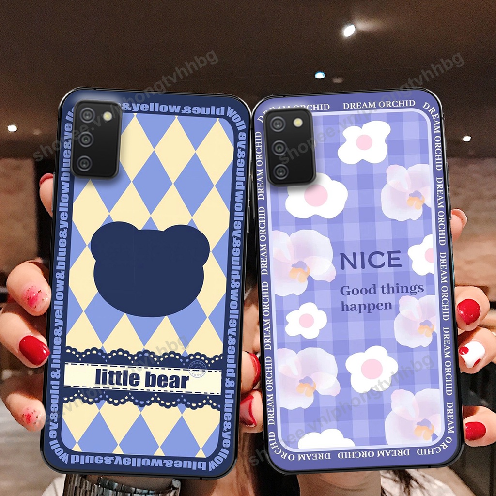 Ốp lưng Samsung A02s / A03s in mẫu gấu bo viền , smile mặt cười cực cute đẹp