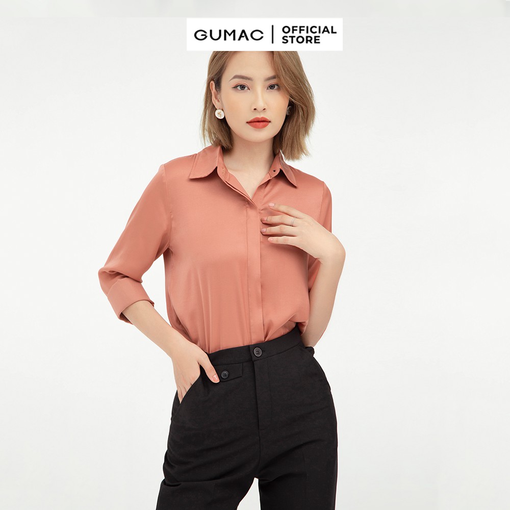 [Mã WABRGM11 giảm 10% đơn 250K] Áo sơ mi nữ giấu nút thiết kế công sở thanh lịch GUMAC AB534 | BigBuy360 - bigbuy360.vn