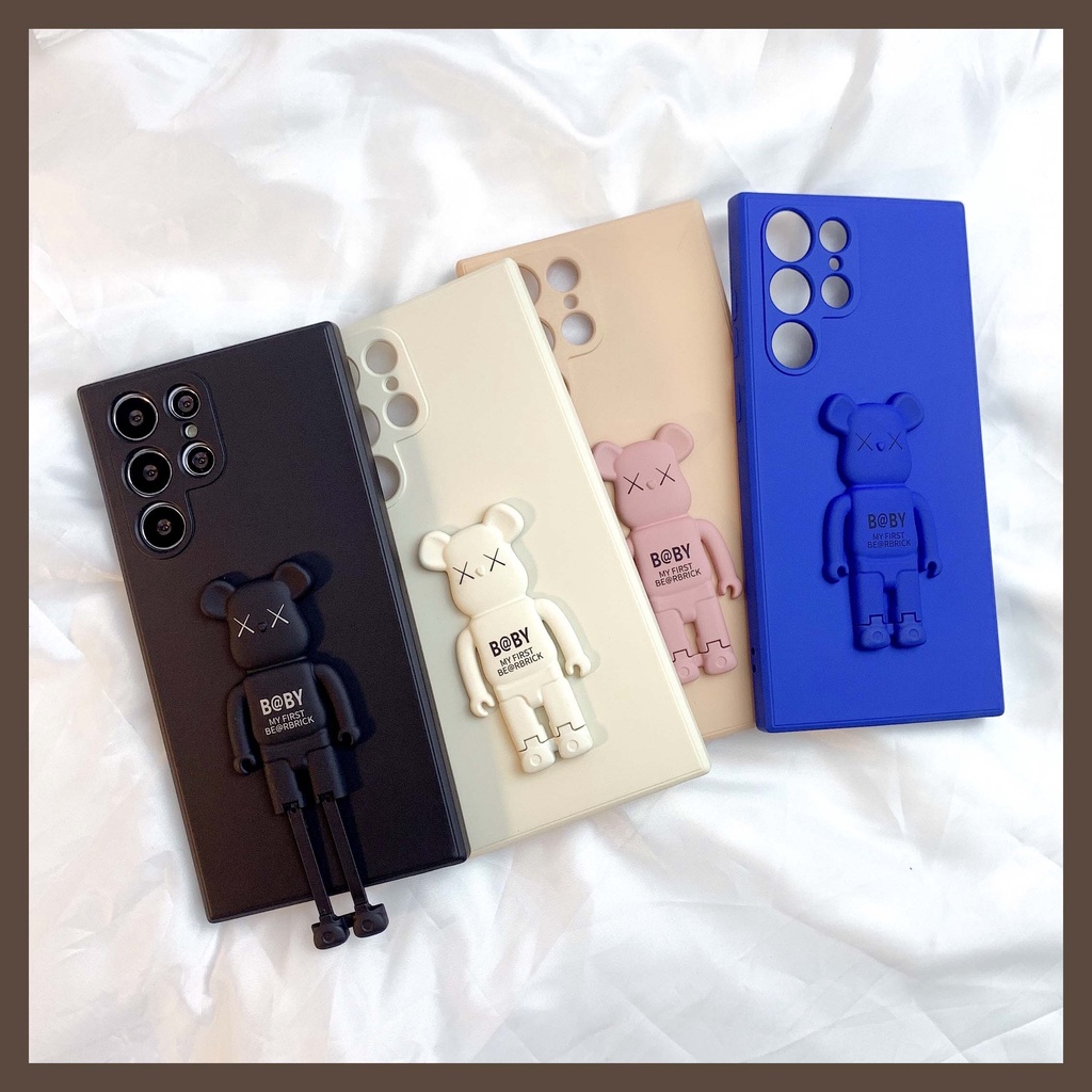 Ốp Điện Thoại TPU Dẻo Vuông Có Giá Đỡ Hoạt Hình Samsung Galaxy S23 S23 + S22 S21 S20 Note 20 10 Ultra Plus FE