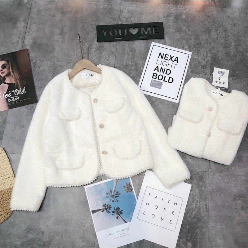 áo khoác dạ lông viền ngọc hàng SĐ mã 699 (sẵn) | BigBuy360 - bigbuy360.vn