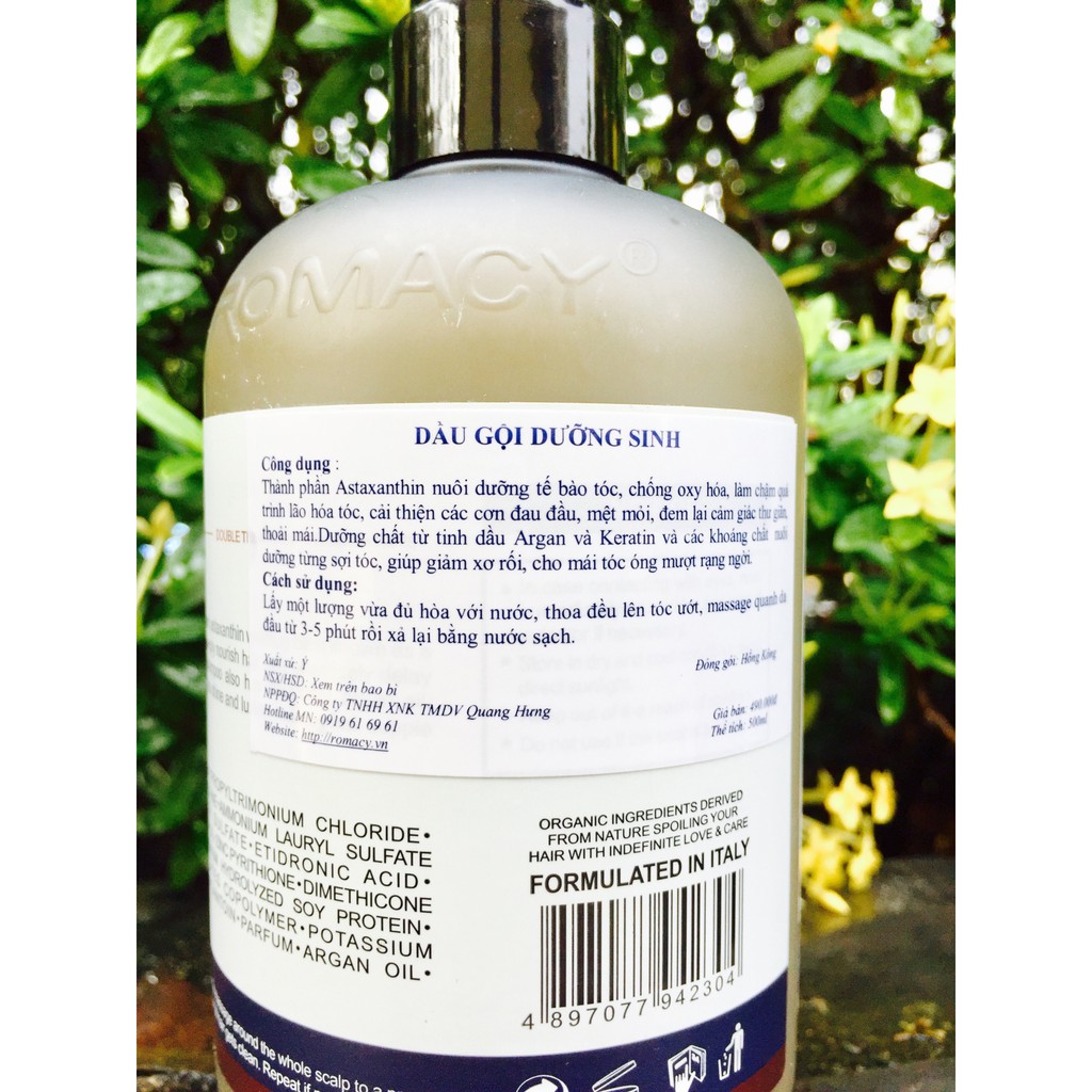 Dầu gội Romacy Astaxanthin Argan Oil Shampoo 500ml dưỡng tóc hư tổn và chống lão hóa tóc