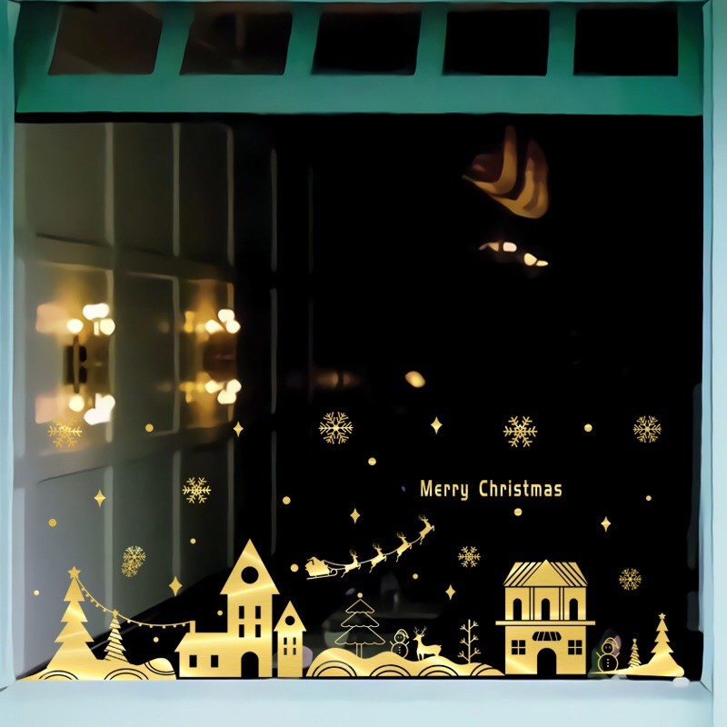 Decal trang trí Noel - Thành phố Ánh vàng cao cấp