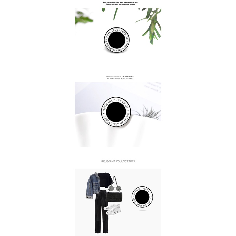 Ghim cài áo hình tròn màu đen đơn giản thời trang