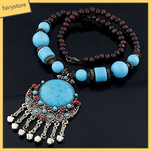 Dây Chuyền Mặt Hình Tròn Phối Tua Rua Phong Cách Bohomian Thời Trang Nữ Độc Đáo