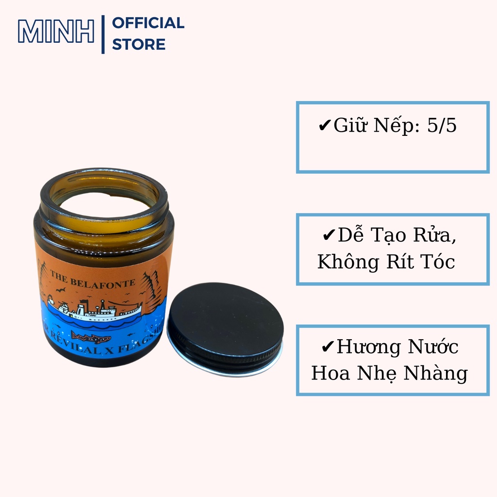 Sáp, Wax vuốt tóc THE BELAFONTE CLAY 100gr tạo kiểu giữ nếp cho tóc. HÀNG CHÍNH HÃNG .