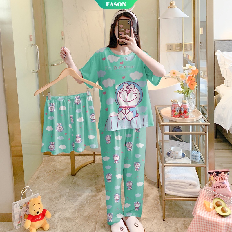 Bộ Đồ Ngủ Pijama In Hình Doraemon/Crayon/Maruko 2022 Thời Trang Cho Nữ-BX3843