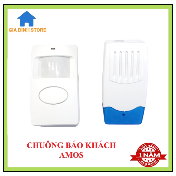 Chuông báo khách chống trộm Amos F623, cảm biến hông ngoại phát hiện chuyển động xa 20m