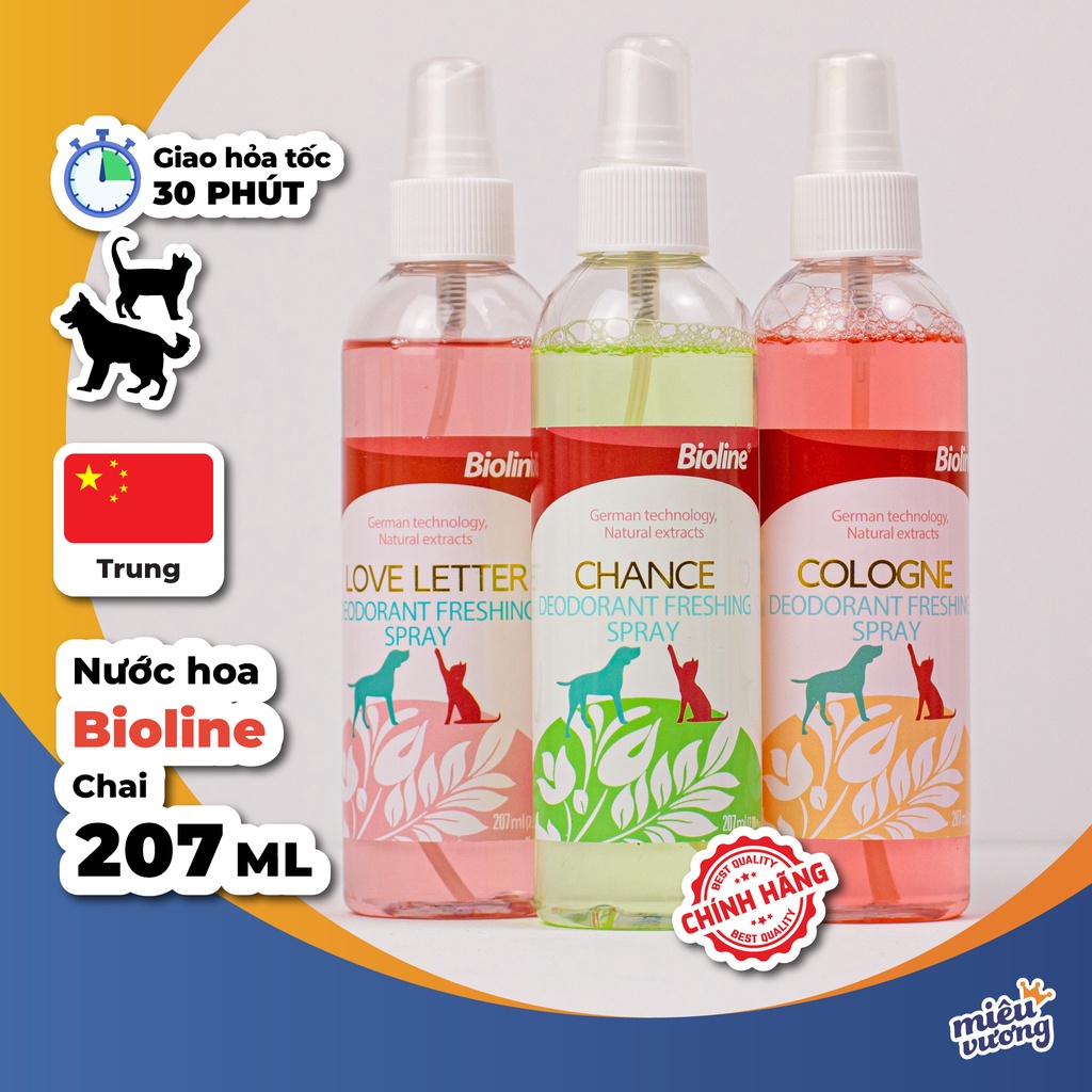 Nước hoa cho chó mèo Bioline Deodorant Freshing Spray [Chai 207ml]