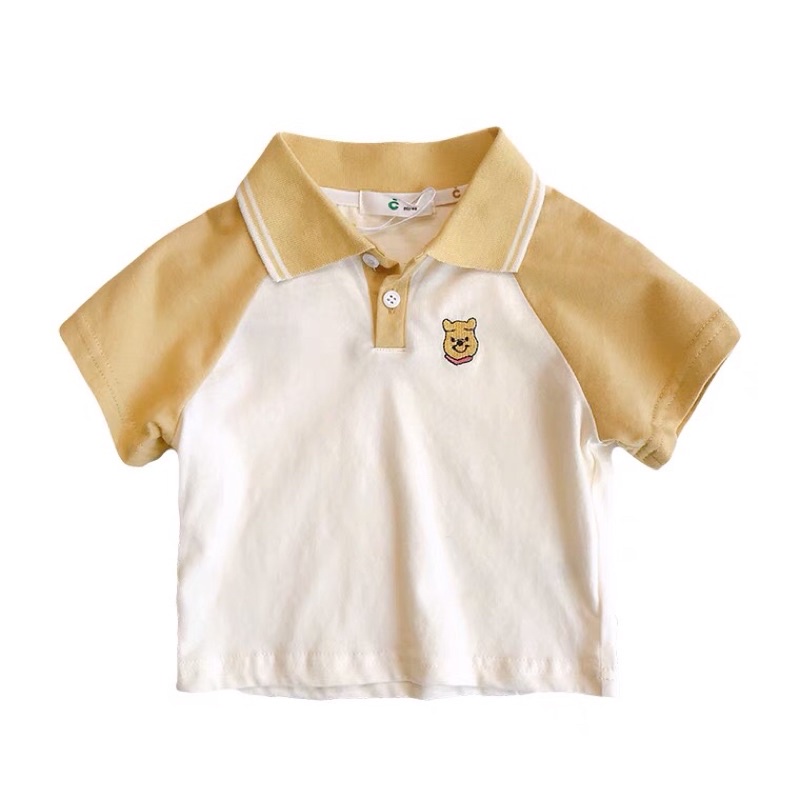 Áo polo bé trai, Áo thun bé trai bé gái cộc tay cổ trụ chất cotton tàu xịn cài cúc ngực