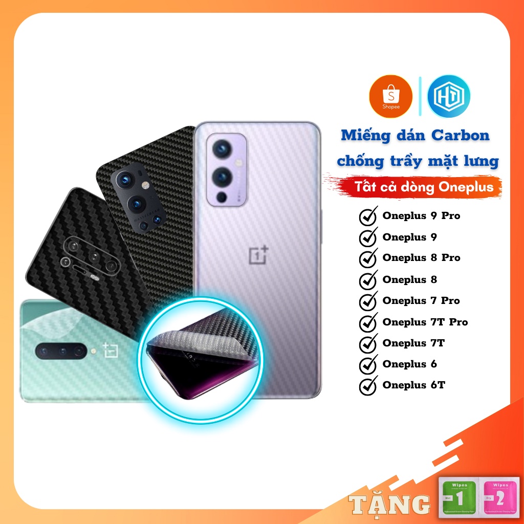 Dán mặt lưng Oneplus 8 , 8 Pro , 8T , 9 , 9 Pro , 6, 6T , 7 , 7T , 7 Pro , 7T Pro vân carbon nhám